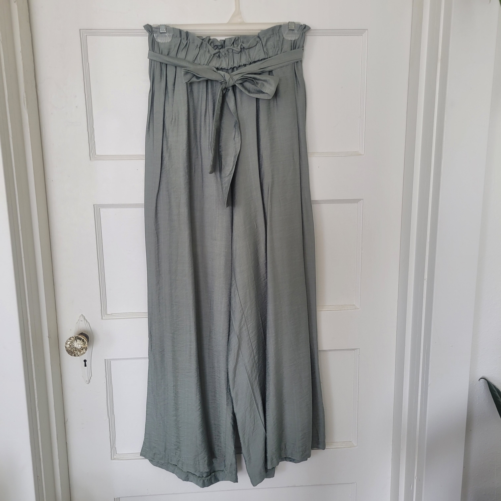 Olive Green Wide-Leg Pants